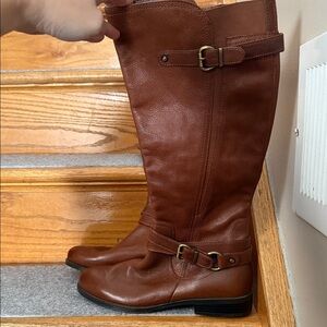 Naturalized Brown Leather Knee-High Boots